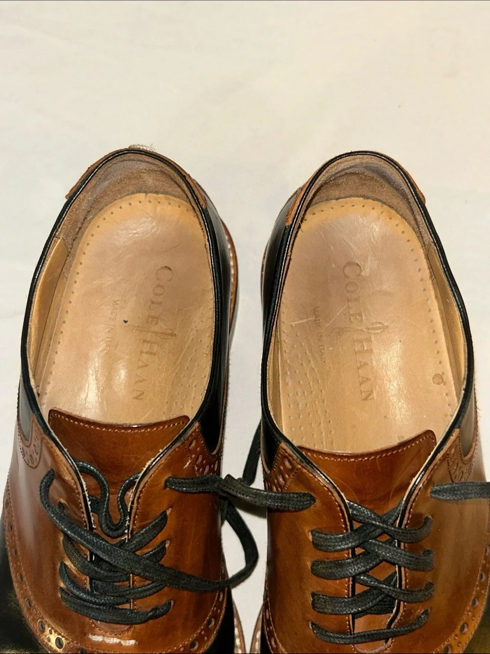 Cole Haan Black & Brown Leather Brogue Oxford Shoes